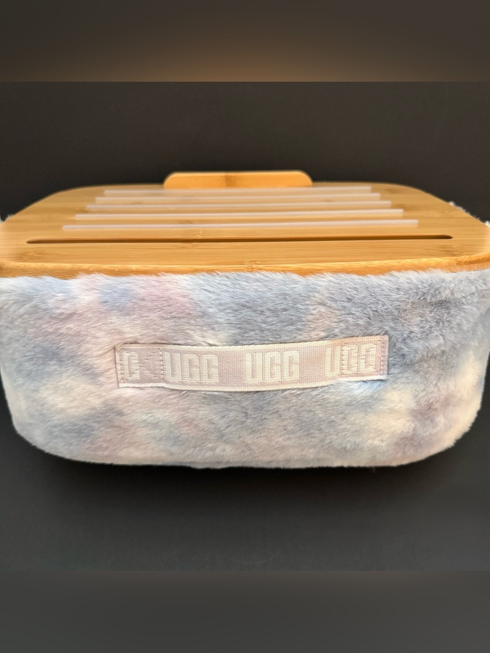 UGG Polar Lap Desk Bamboo Faux Fur Laptop Tablet iPhone Holder - Tie Dye Pastels